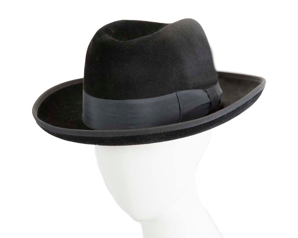 Black Jewish Hasidim rabbit fur fedora hat-0